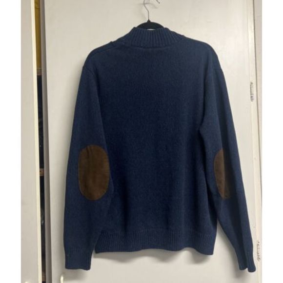 Chaps Men's Classic Fit Twist Button Mock Sweater Navy Blue Size Large - Picture 5 of 5